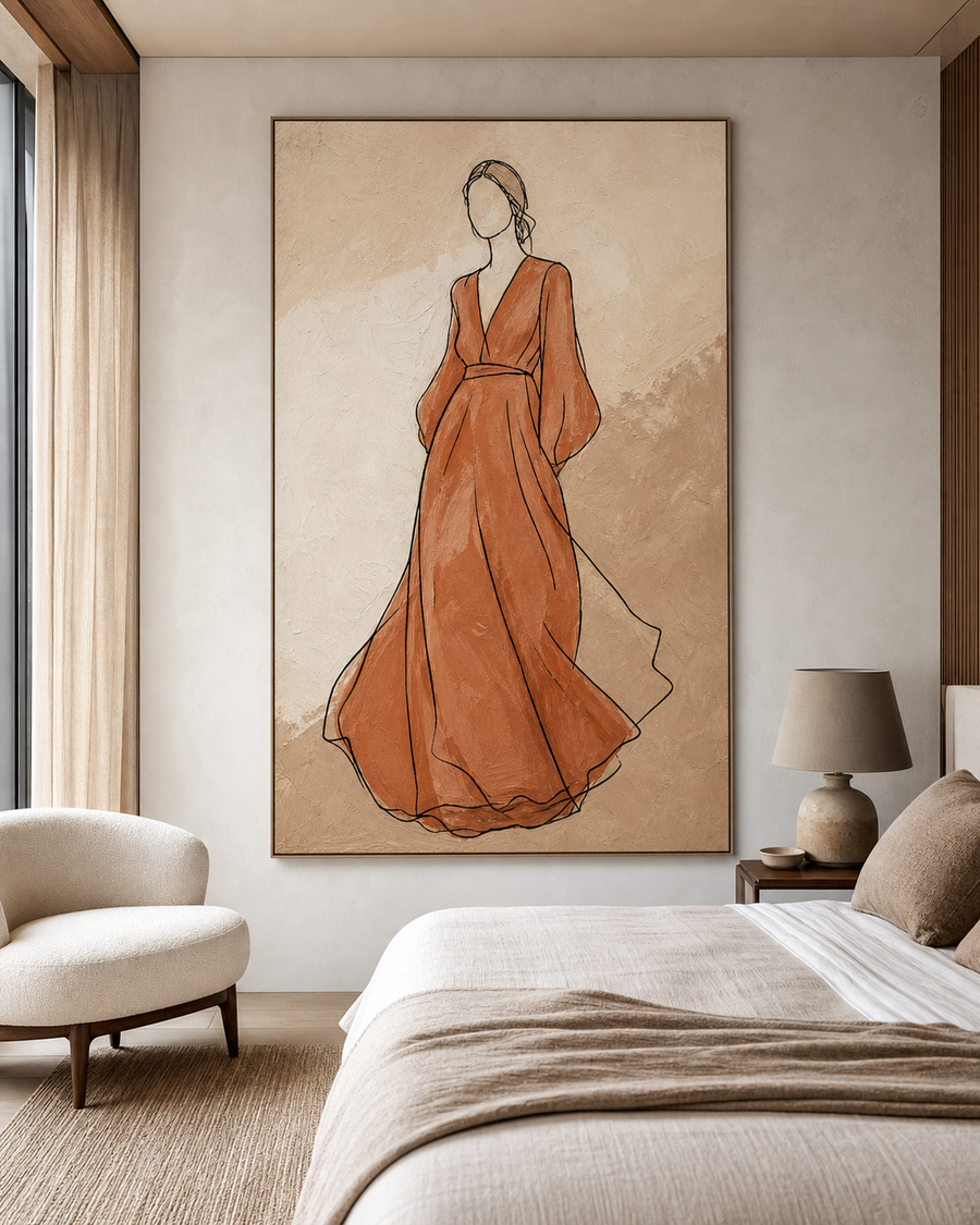 Minimal Female Figure Line Painting #PT001