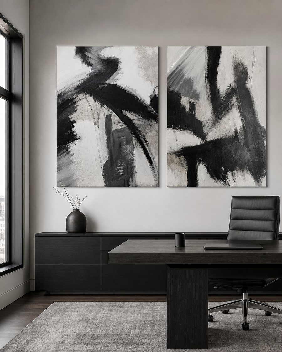Black and White Abstract Set of 2 #SP013