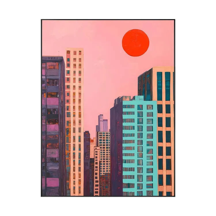 Vibrant Metropolis Under a Pink Sky #CDFB00598