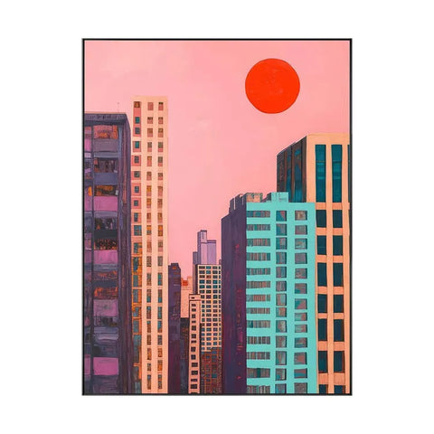 Vibrant Metropolis Under a Pink Sky #CDFB00598