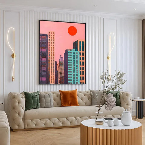 Vibrant Metropolis Under a Pink Sky #CDFB00598