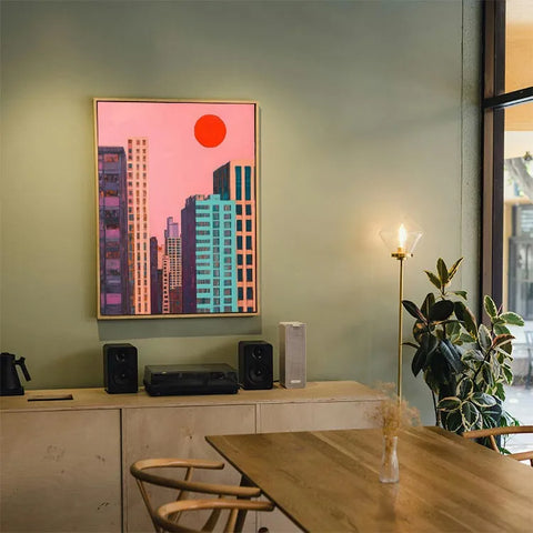 Vibrant Metropolis Under a Pink Sky #CDFB00598