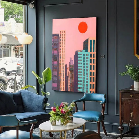 Vibrant Metropolis Under a Pink Sky #CDFB00598