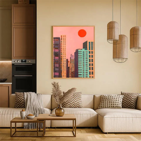 Vibrant Metropolis Under a Pink Sky #CDFB00598