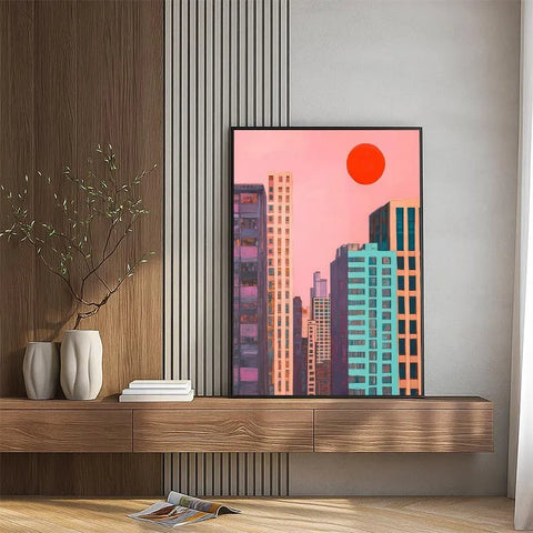 Vibrant Metropolis Under a Pink Sky #CDFB00598