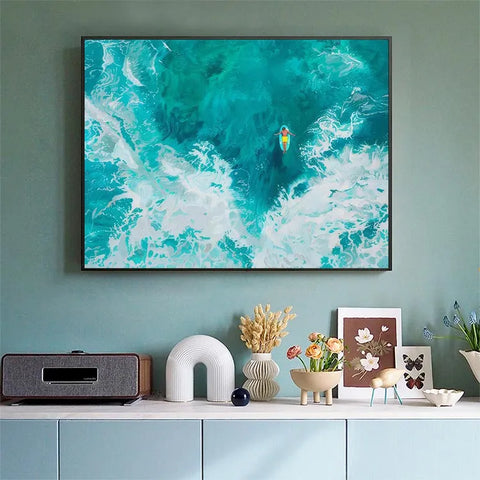 Turquoise Serenity: A Surfer's Aerial Dance #CDFB00065