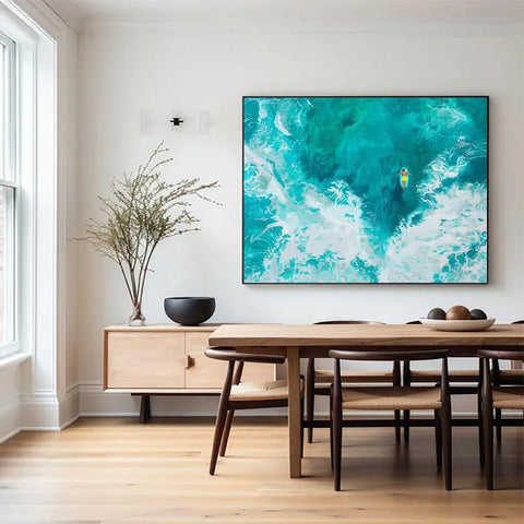 Turquoise Serenity: A Surfer's Aerial Dance #CDFB00065