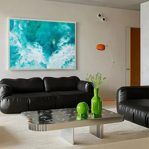 Turquoise Serenity: A Surfer's Aerial Dance #CDFB00065