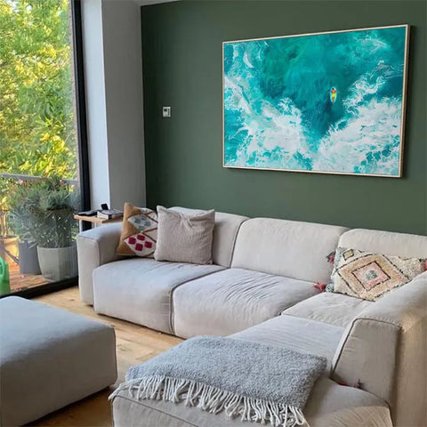 Turquoise Serenity: A Surfer's Aerial Dance #CDFB00065