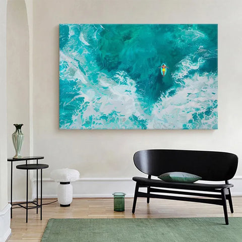 Turquoise Serenity: A Surfer's Aerial Dance #CDFB00065