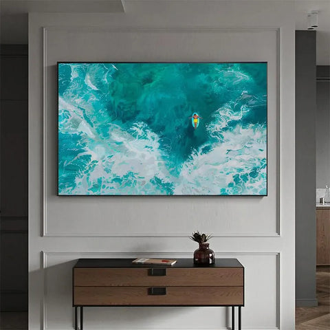 Turquoise Serenity: A Surfer's Aerial Dance #CDFB00065