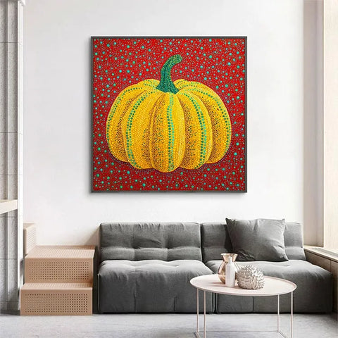 Golden Pumpkin on Crimson Canvas #CDFB00404
