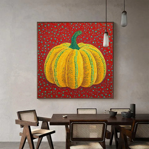 Golden Pumpkin on Crimson Canvas #CDFB00404