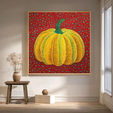 Golden Pumpkin on Crimson Canvas #CDFB00404