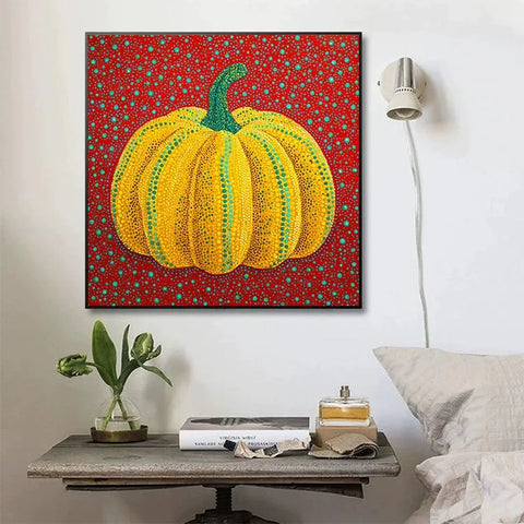 Golden Pumpkin on Crimson Canvas #CDFB00404
