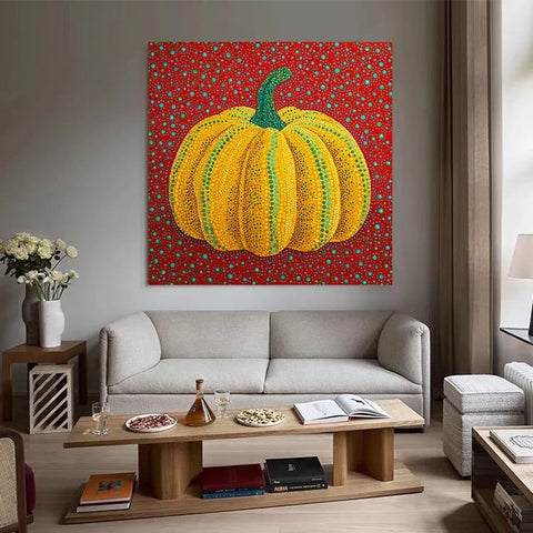 Golden Pumpkin on Crimson Canvas #CDFB00404