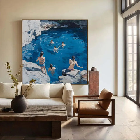 Serene Bathers on Azure Rocks #CDFB00813