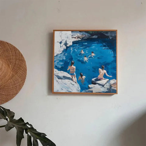 Serene Bathers on Azure Rocks #CDFB00813