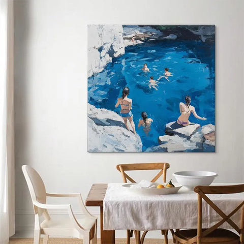 Serene Bathers on Azure Rocks #CDFB00813