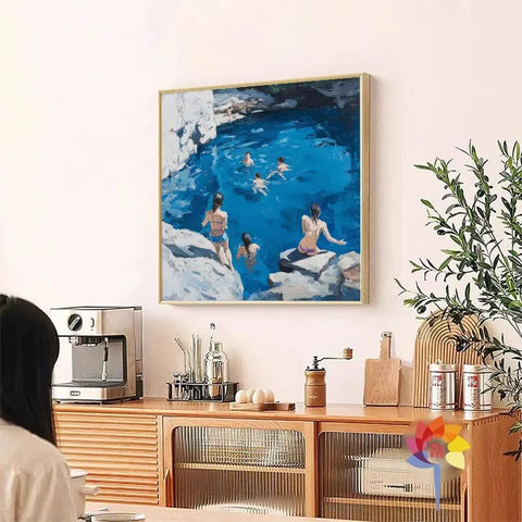 Serene Bathers on Azure Rocks #CDFB00813