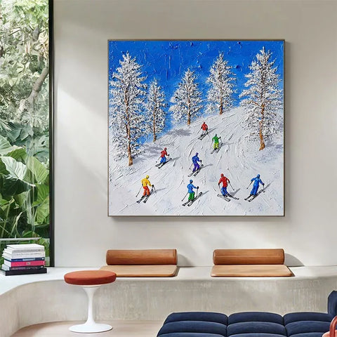 Alpine Thrill: Skiers on Snowy Slopes #CDFB00837