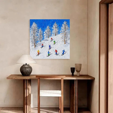 Alpine Thrill: Skiers on Snowy Slopes #CDFB00837