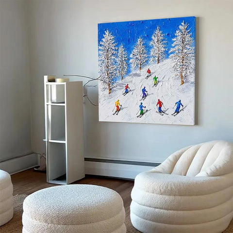 Alpine Thrill: Skiers on Snowy Slopes #CDFB00837