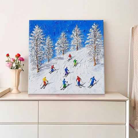 Alpine Thrill: Skiers on Snowy Slopes #CDFB00837