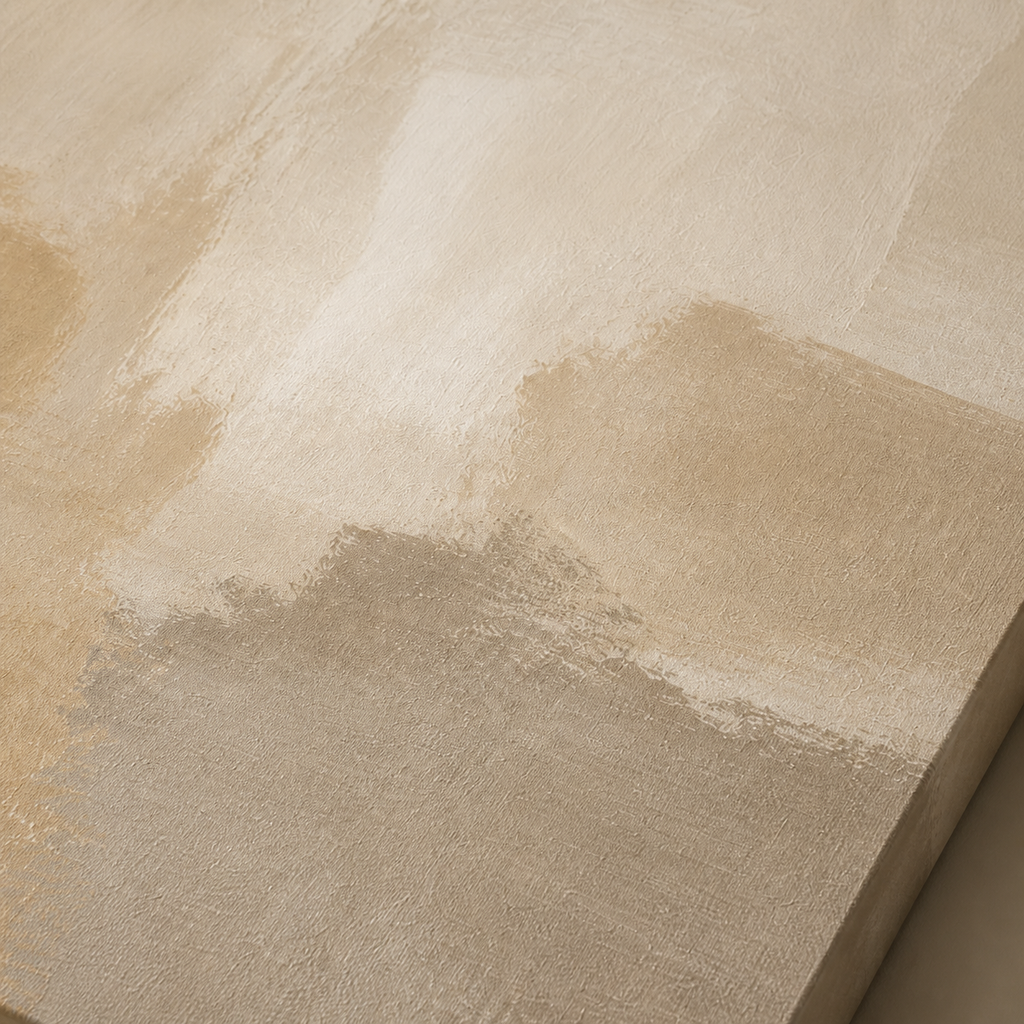 Close-up brushwork detail of AB001 Beige Abstract Canvas Painting