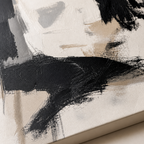 Close-up brushwork detail of AB002 Black and White Abstract Wall Art