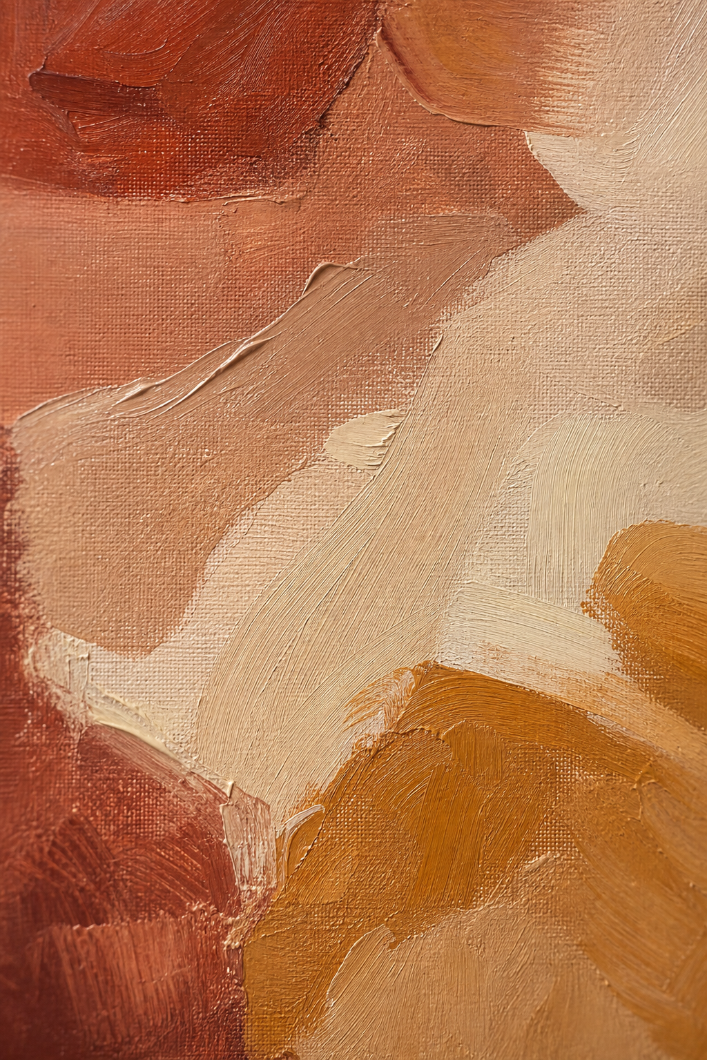 AB005 terracotta earth tone abstract painting close up brushwork detail