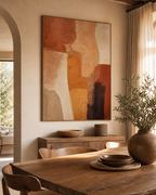 AB005 terracotta earth tone abstract painting in warm dining room