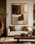 Warm Brown Abstract Canvas Painting #AB006 main scene