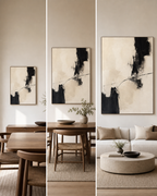 Cream and Black Minimal Abstract Art #AB007 size reference