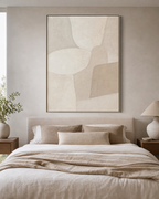 Minimal Oatmeal Abstract Wall Art #AB010 displayed in a styled interior
