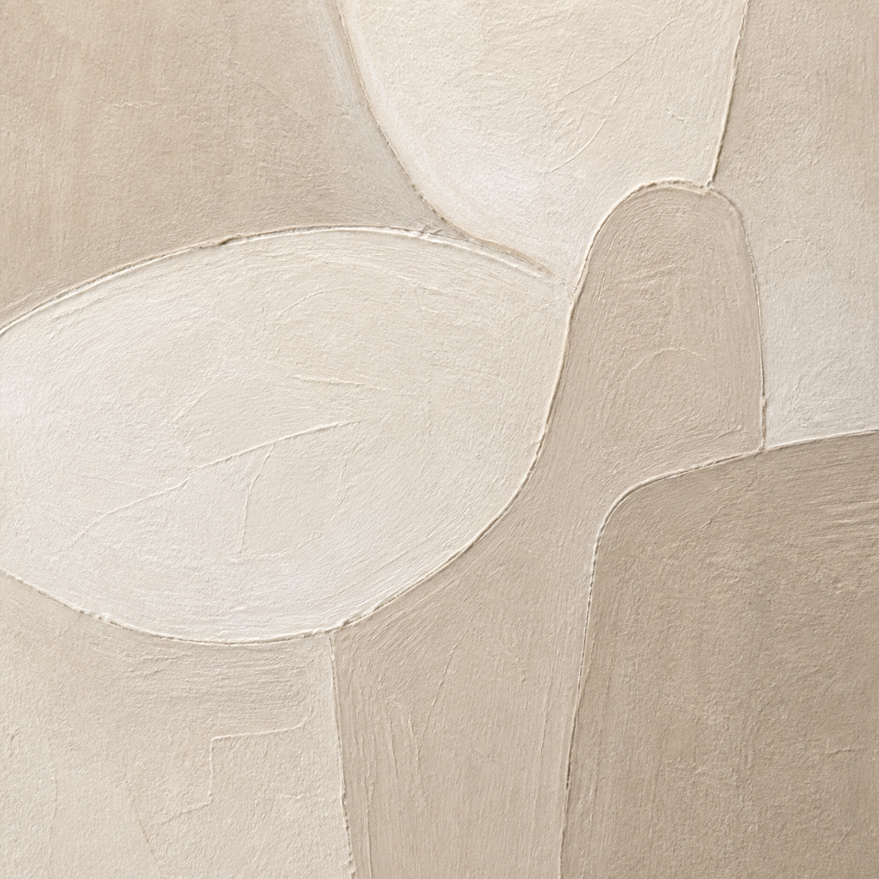 Close-up of hand-painted texture and brushwork in Minimal Oatmeal Abstract Wall Art #AB010