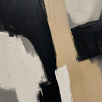 Close-up of hand-painted texture and brushwork in Black Beige Statement Abstract Painting #AB011