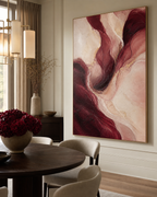 Burgundy Wine Abstract Wall Art #AB013 displayed in a styled interior