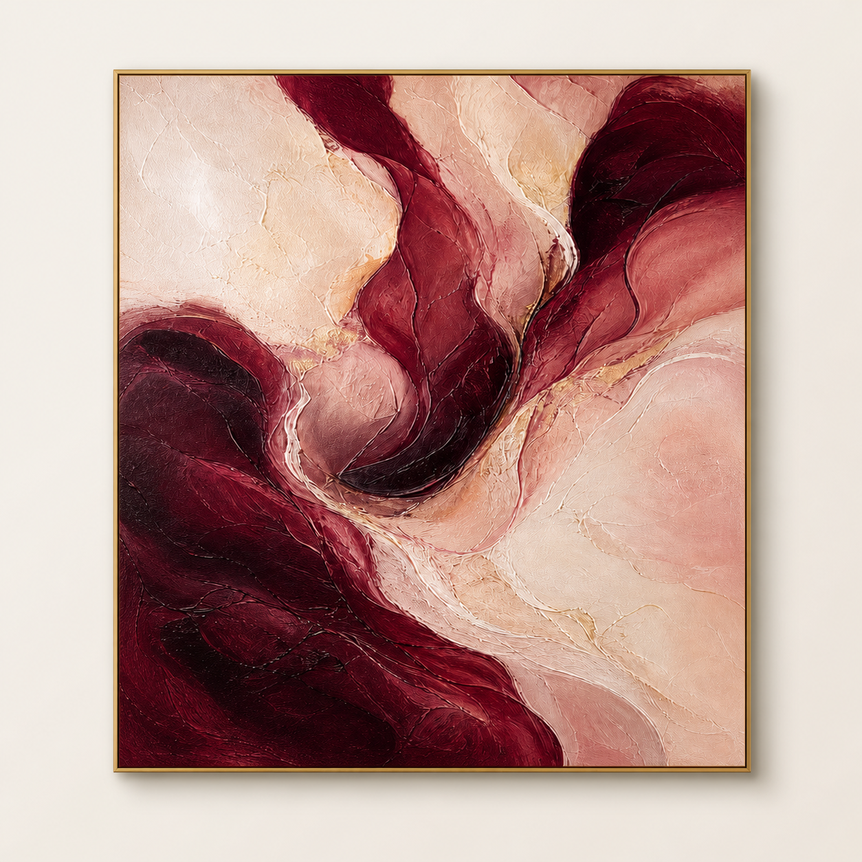 Front view of Burgundy Wine Abstract Wall Art #AB013, showing the complete composition