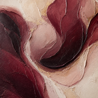 Close-up of hand-painted texture and brushwork in Burgundy Wine Abstract Wall Art #AB013