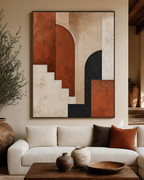 Terracotta Earth Tone Statement Art #AB015 displayed in a styled interior