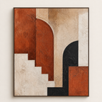 Front view of Terracotta Earth Tone Statement Art #AB015, showing the complete composition