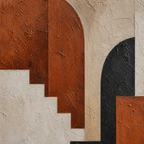 Close-up of hand-painted texture and brushwork in Terracotta Earth Tone Statement Art #AB015