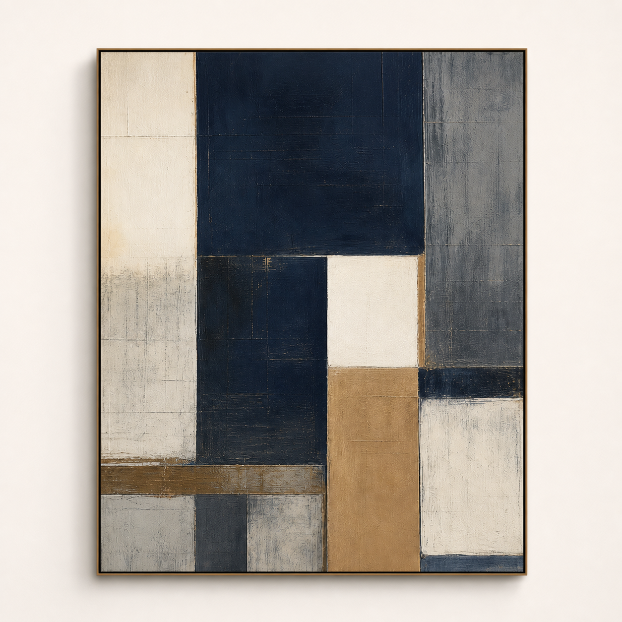 Front view of Navy Blue Minimal Abstract Canvas #AB016, showing the complete composition