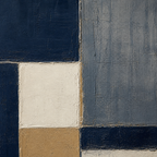 Close-up of hand-painted texture and brushwork in Navy Blue Minimal Abstract Canvas #AB016