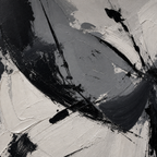 Close-up of hand-painted texture and brushwork in Black and White Gesture Abstract Art #AB017