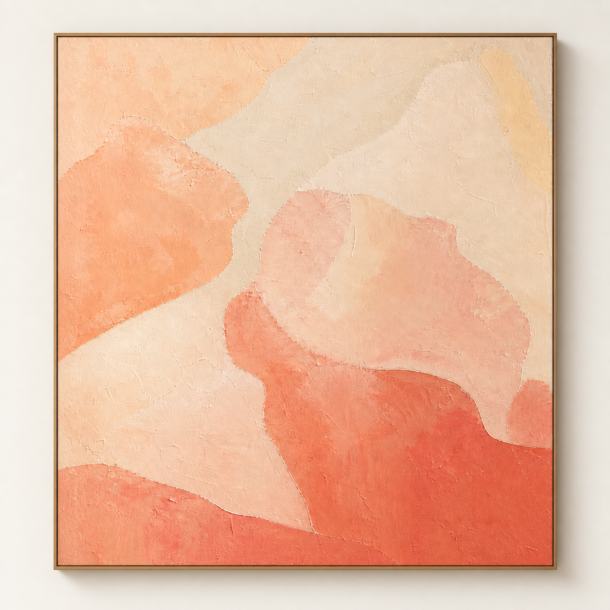Front view of Soft Coral Peach Abstract Painting #AB018, showing the complete composition