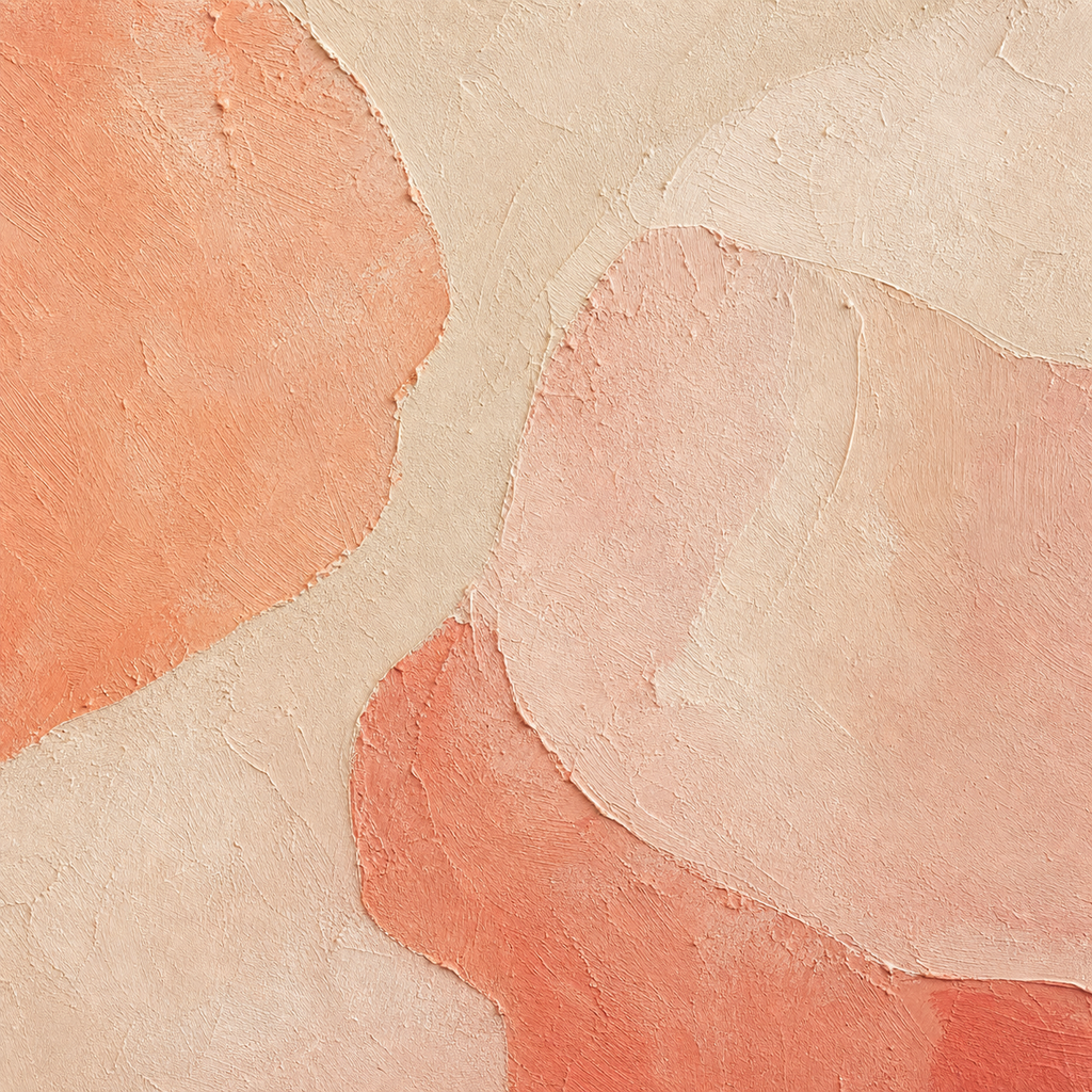 Close-up of hand-painted texture and brushwork in Soft Coral Peach Abstract Painting #AB018
