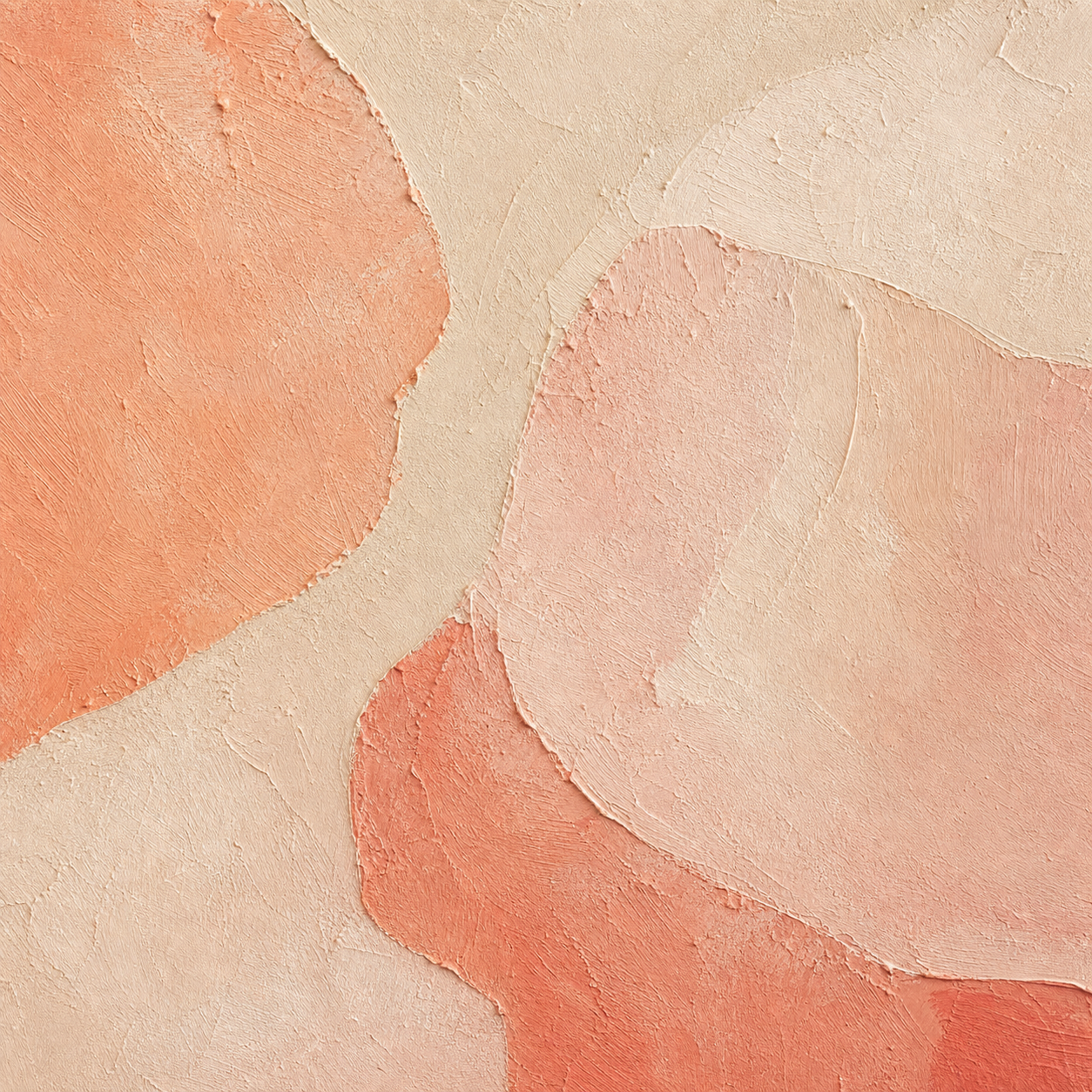 Close-up of hand-painted texture and brushwork in Soft Coral Peach Abstract Painting #AB018