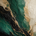 Close-up of hand-painted texture and brushwork in Emerald Green Luxury Abstract Art #AB019